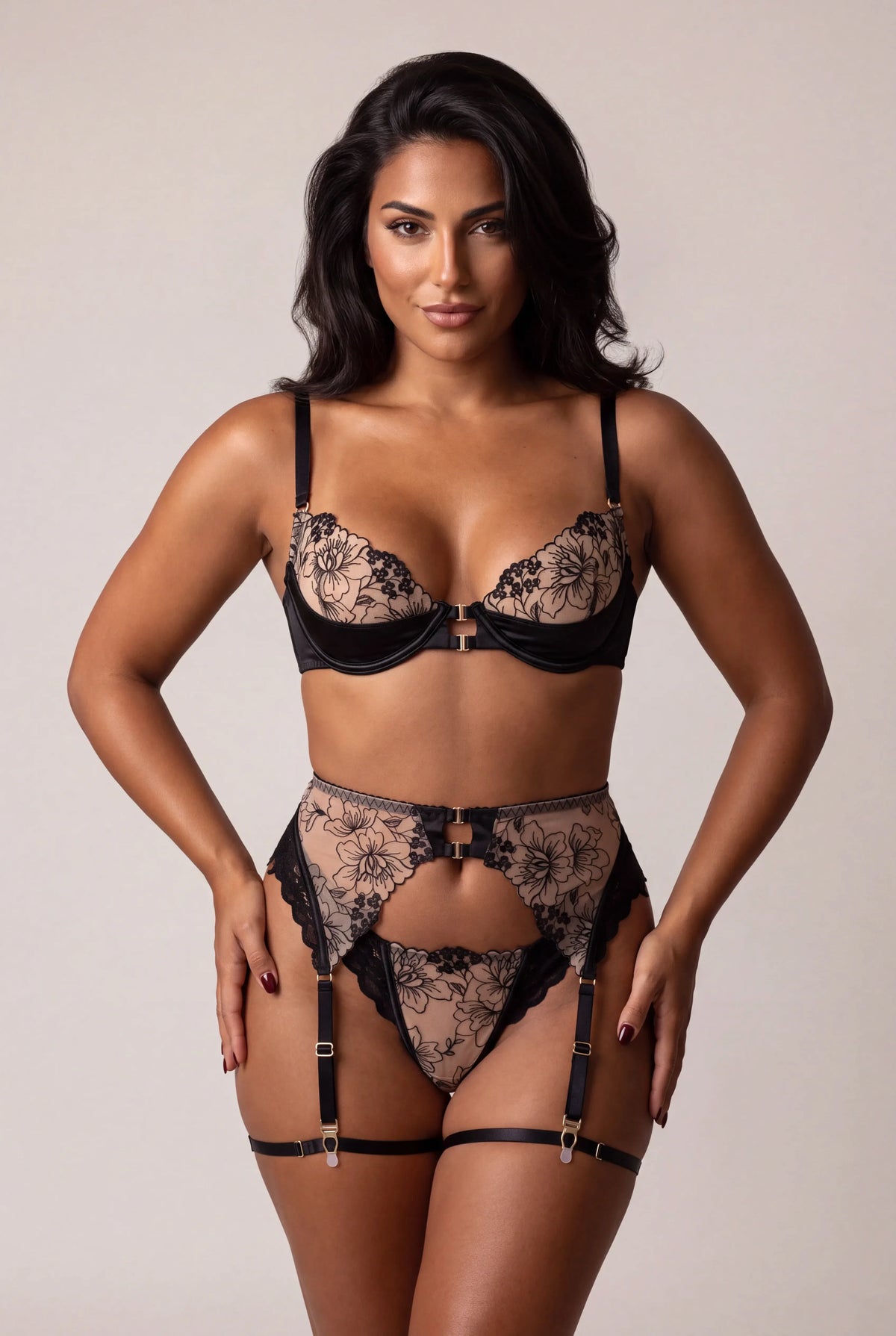 Tredelt lingerisæt - ORELYA Sort - NAKED Underwear FR