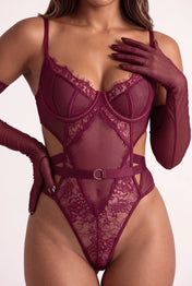 Body til kvinder med handsker - VERSYA Bordeaux