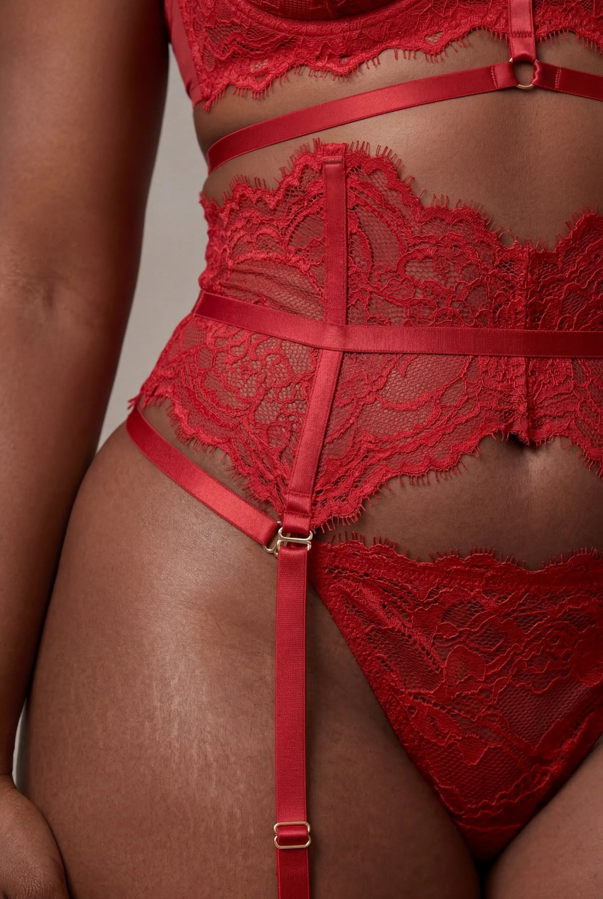 Ensemble Lingerie Pour Femme Cinq Pi Ces Moon Rouge